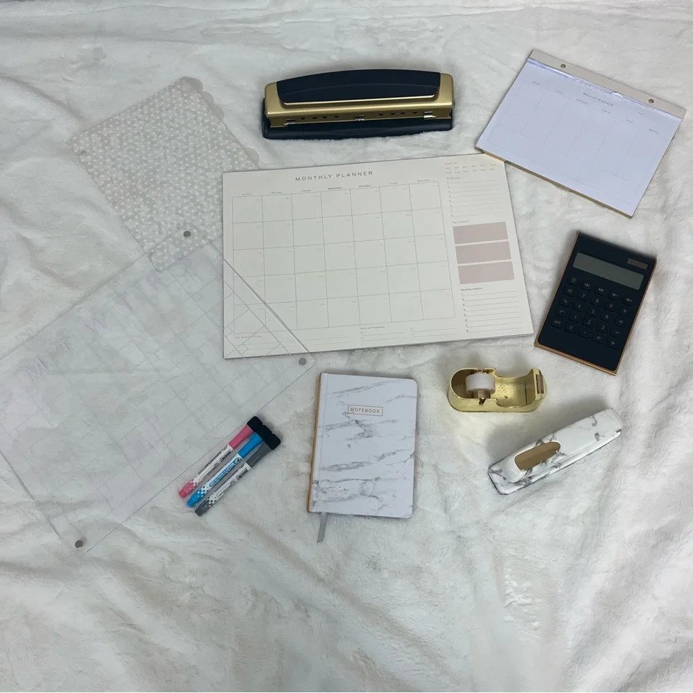 OFFICE DESK SUPPLIES BUNDLE IN GOLD - 9 ITEMS TARGET & AMAZON